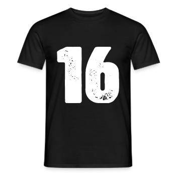 16 Maillot numéro - T-shirt homme - noir - Devant - AI Model Male 178 light (178cm)