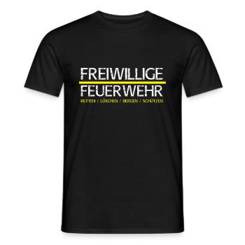 Freiwillige Feuerwehr THREE 1 Schriftzug - Männer T-Shirt - Schwarz - Vorne - AI Model Male 178 light (178cm)