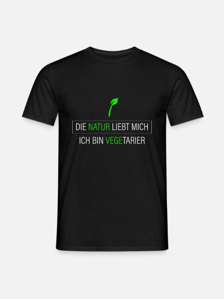 die Natur liebt mich - Vegetarier - Männer T-Shirt - Schwarz