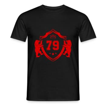 79 Zahl Wappen - Männer T-Shirt - Schwarz - Vorne - AI Model Male 178 light (178cm)