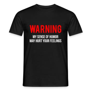 T-shirt d'avertissement de sens de l'humour d'humour - T-shirt homme - noir - Devant - AI Model Male 178 light (178cm)