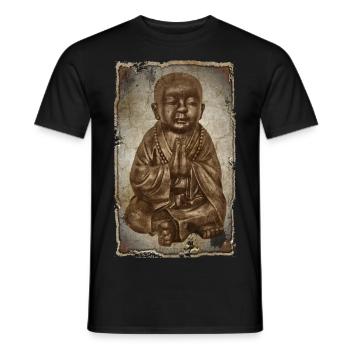 Buddhistischer Mönch - antique style - Männer T-Shirt - Schwarz - Vorne - AI Model Male 178 light (178cm)