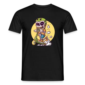 Skull Tretroller - Männer T-Shirt - Schwarz - Vorne - AI Model Male 178 light (178cm)