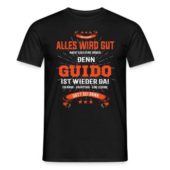 Alles wird gut denn Guido Ist da T-Shirt - Männer T-Shirt - Schwarz - Vorne - AI Model Male 178 light (178cm)