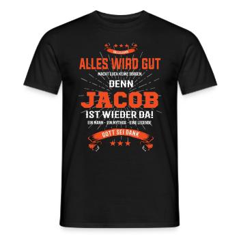 Alles wird gut denn Jacob Ist da T-Shirt - Männer T-Shirt - Schwarz - Vorne - AI Model Male 178 light (178cm)