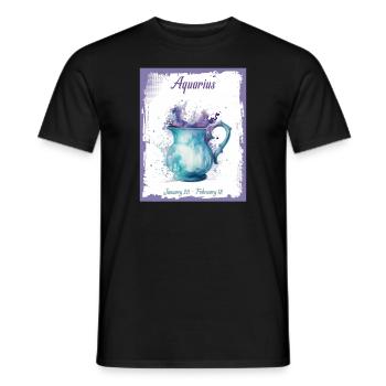 Zodiac Signs in Watercolor: Aquarius the Water Bea - Men's T-Shirt - black - Front - AI Model Male 178 light (178cm)