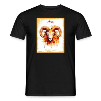 Zodiac Signs in Watercolor: Aries the Ram - Men's T-Shirt - black - Front - AI Model Male 178 light (178cm)