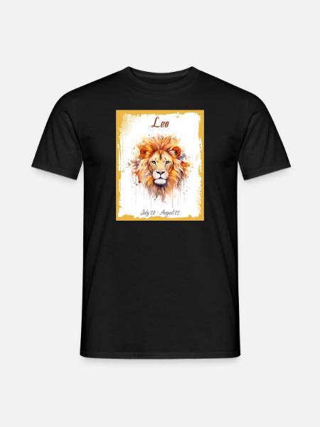 Sternzeichen in Aquarell: Löwe der Löwe - Männer T-Shirt - Schwarz