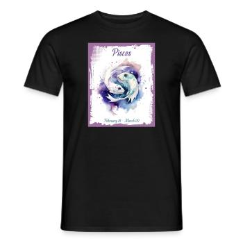 Zodiac Signs in Watercolor: Pisces the Fish - Men's T-Shirt - black - Front - AI Model Male 178 light (178cm)