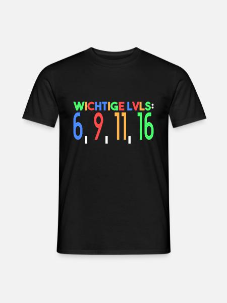 wichtige lvls: 6, 9, 11, 16 - Männer T-Shirt - Schwarz