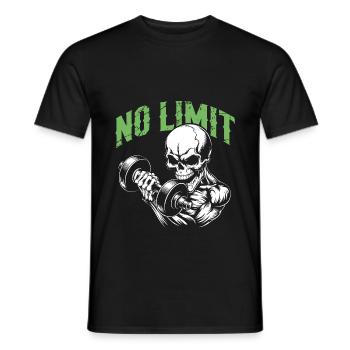 No Limit Workout Bodybuilding Skull mit Hantel - Männer T-Shirt - Schwarz - Vorne - AI Model Male 178 light (178cm)