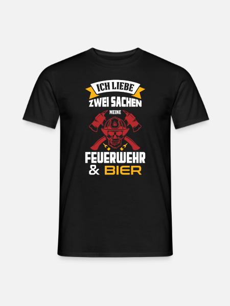 Feuerwehr Bier saufen - Männer T-Shirt - Schwarz