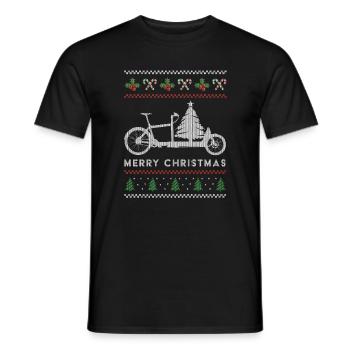 Cargo bike Ugly Christmas Sweater - Men's T-Shirt - black - Front - AI Model Male 178 light (178cm)