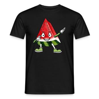 Lustige glückliche Dabbing Wassermelone Keil National Wate - Männer T-Shirt - Schwarz - Vorne - AI Model Male 178 light (178cm)