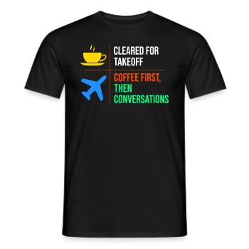 Air Traffic Controller Coffee ATC Aviation Humor - Men's T-Shirt - black - Front - AI Model Male 178 light (178cm)