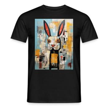 Animal Art | Funny Rabbit - Männer T-Shirt - Schwarz - Vorne - AI Model Male 178 light (178cm)