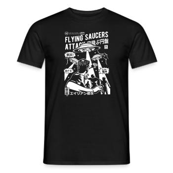 Alien Entführung Comic Ufo fliegende Untertasse - Männer T-Shirt - Schwarz - Vorne - AI Model Male 178 light (178cm)