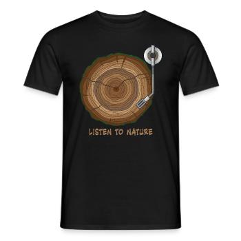 Musique Vinyle Nature Arbre Platine Cadeau - T-shirt homme - noir - Devant - AI Model Male 178 light (178cm)