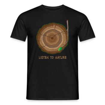 Tree trunk as vinyl turntable nature gift - Men's T-Shirt - black - Front - AI Model Male 178 light (178cm)