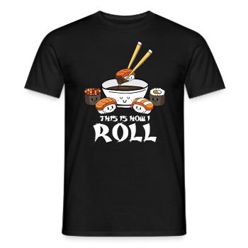 Sushi & Rice Funny food japanese gift - Men's T-Shirt - black - Front - AI Model Male 178 light (178cm)
