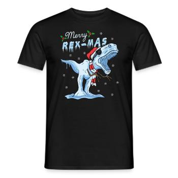 T-Rex Rex-Mas Dino Dinosaur Ice Cream Christmas - Men's T-Shirt - black - Front - AI Model Male 178 light (178cm)