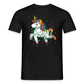 Unicorn Christmas lights Christmas tree - Men's T-Shirt - black - Front - AI Model Male 178 light (178cm)