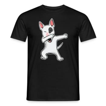 Bull Terrier Dog Dabbing Dance Funny Gift - Men's T-Shirt - black - Front - AI Model Male 178 light (178cm)