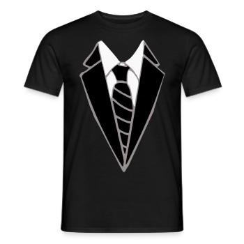 Fake Anzug - Krawatte - Männer T-Shirt - Schwarz - Vorne - AI Model Male 178 light (178cm)