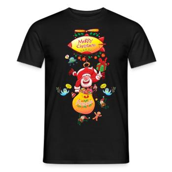 Père Noël a un zeppelin pour livrer les cadeaux - T-shirt homme - noir - Devant - AI Model Male 178 light (178cm)