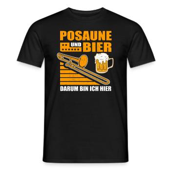 Posaune und Bier darum bin ich hier Posaunen - Männer T-Shirt - Schwarz - Vorne - AI Model Male 178 light (178cm)