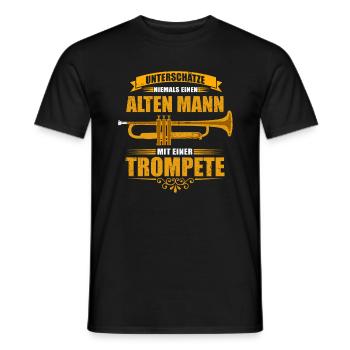 Unterschätze niemals einen alten Mann - Trompete - Männer T-Shirt - Schwarz - Vorne - AI Model Male 178 light (178cm)
