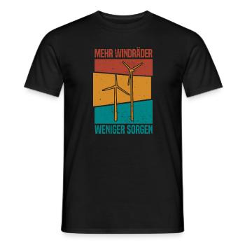 Windpark Windrad Windkraft - Weniger Sorgen - Männer T-Shirt - Schwarz - Vorne - AI Model Male 178 light (178cm)