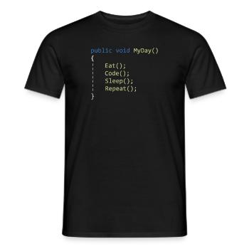 C # Eat Code Sleep Repeat - Programmer - Men's T-Shirt - black - Front - AI Model Male 178 light (178cm)