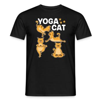 Chat de yoga - T-shirt homme - noir - Devant - AI Model Male 178 light (178cm)