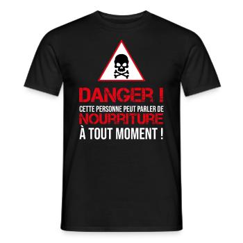 Attention ! Cette personne aime manger ! - T-shirt homme - noir - Devant - AI Model Male 178 light (178cm)