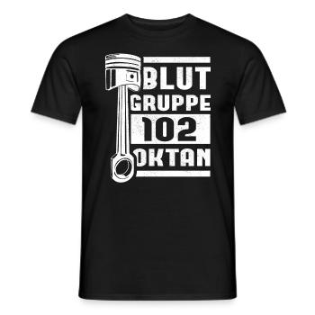 Blutgruppe 102 Octan - Tuning Geschenk Super Plus - Männer T-Shirt - Schwarz - Vorne - AI Model Male 178 light (178cm)