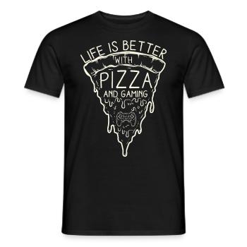 Conception de jeux vidéo pour les joueurs Perfect Pizza - T-shirt homme - noir - Devant - AI Model Male 178 light (178cm)