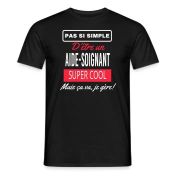 pas si simple AIDE SOIGNANT - T-shirt homme - noir - Devant - AI Model Male 178 light (178cm)