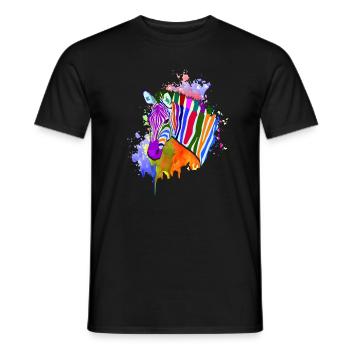 Rainbow Zebra Shirt Colorful - Men's T-Shirt - black - Front - AI Model Male 178 light (178cm)