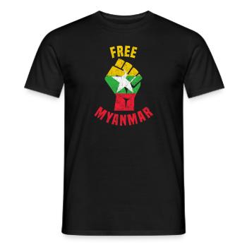 Myanmar - Fist - Free Myanmar - Men's T-Shirt - black - Front - AI Model Male 178 light (178cm)
