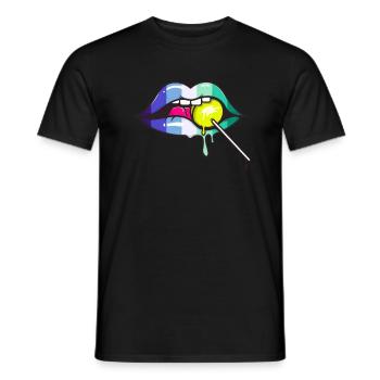 Gay Men Fahne Lippen Schwuler mit Lutscher - Männer T-Shirt - Schwarz - Vorne - AI Model Male 178 light (178cm)