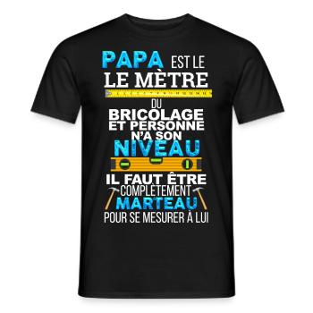 Papa bricolage. Cadeau humour bricoleur - T-shirt homme - noir - Devant - AI Model Male 178 light (178cm)