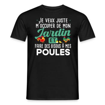 Jardin poules jardinage poule poulailler humour - T-shirt homme - noir - Devant - AI Model Male 178 light (178cm)