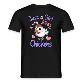 Juste une fille qui aime les chickens - T-shirt homme - noir - Devant - AI Model Male 178 light (178cm)