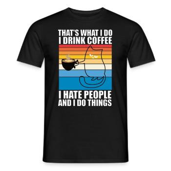Je déteste les gens chat chat chat amoureux des chats - T-shirt homme - noir - Devant - AI Model Male 178 light (178cm)