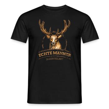 Echte Männer jagen selbst | Jäger Hunter Deer Wild - Männer T-Shirt - Schwarz - Vorne - AI Model Male 178 light (178cm)