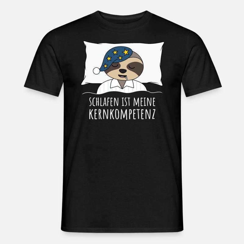 Faultier im Bett Schlafen ist meine Kernkompetenz - Männer T-Shirt - Schwarz