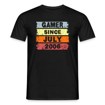 Gamer since July 2006 - Birthday - Men's T-Shirt - black - Front - AI Model Male 178 light (178cm)