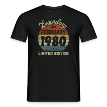 Legendary since February 1980 - Geburtstag - Männer T-Shirt - Schwarz - Vorne - AI Model Male 178 light (178cm)