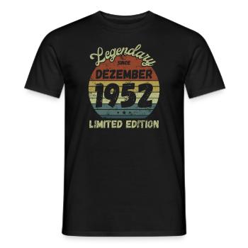 Legendary since Dezember 1952 - Geburtstag - Männer T-Shirt - Schwarz - Vorne - AI Model Male 178 light (178cm)